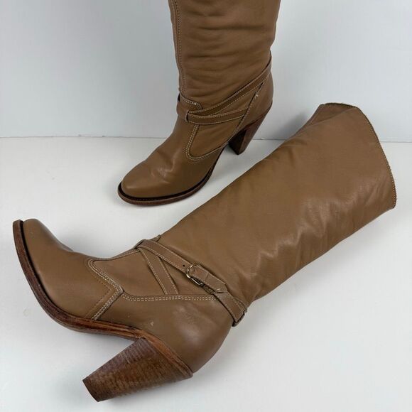 Vintage Dexter Tan Tall Heeled Boots Size 8 - Picture 2 of 13